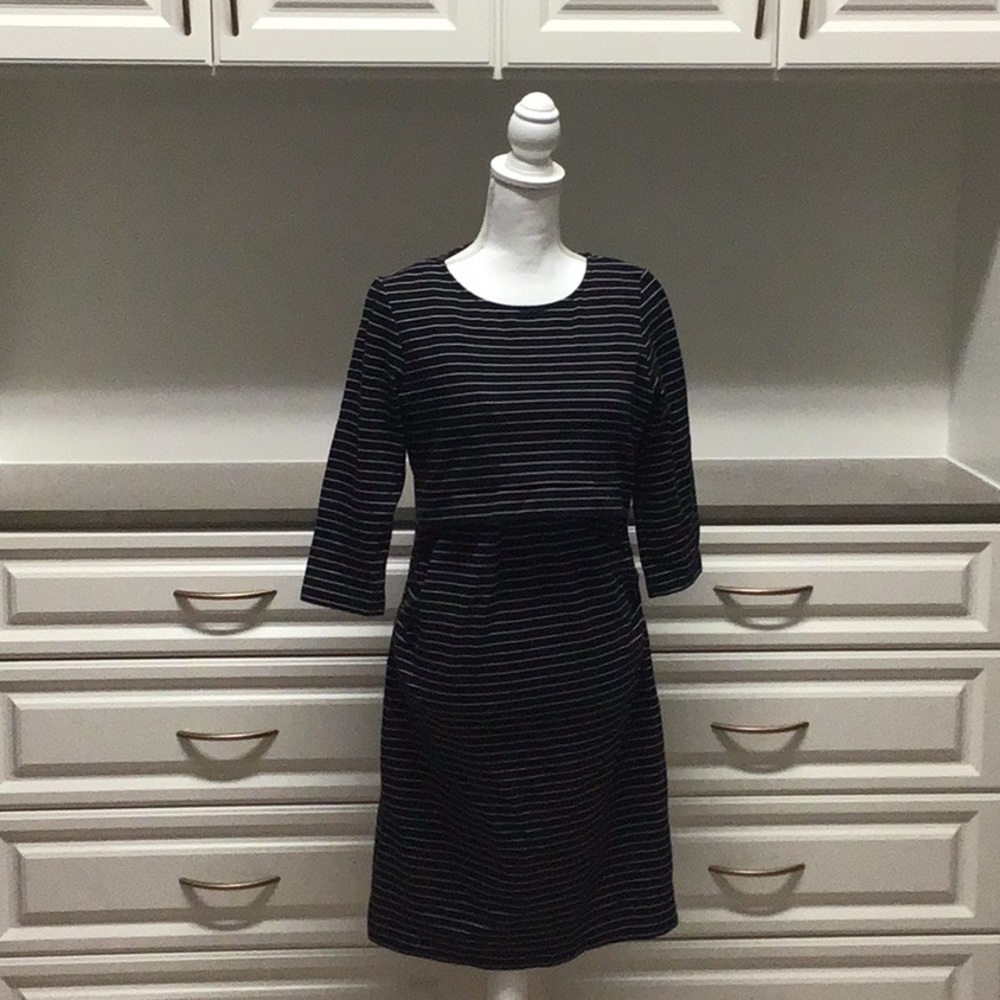 Black Striped Seraphine Maternity & Nursing Dress